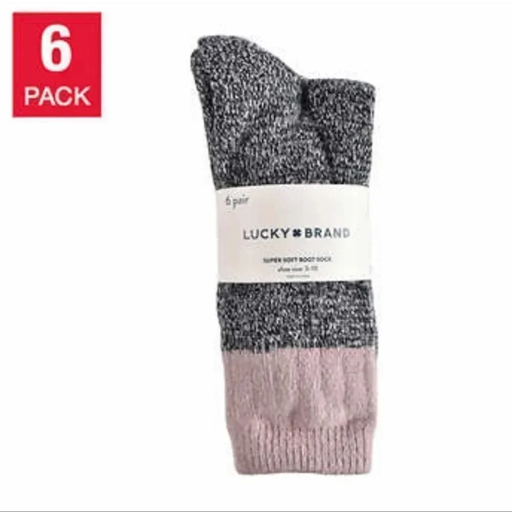 LUCKY BRAND 6 PAIRS SUPER SOFT BOOT SOCKS WOMENS 5-10